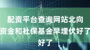 配资平台查询网站北向资金和社保基金早埋伏好了
